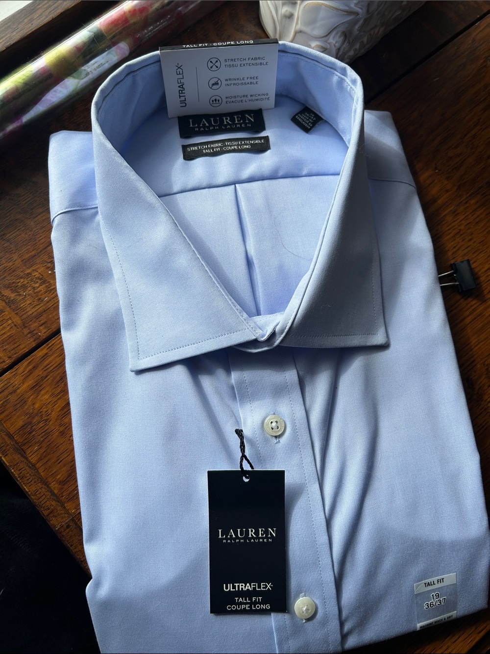 Lauren Ralph Lauren Light Blue Men’s Dress Shirt - Ultraflex Tall Fit